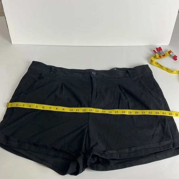 Black Linen summer capsule beach pull on outdoor vacation holiday shorts size 20 - Picture 8 of 16